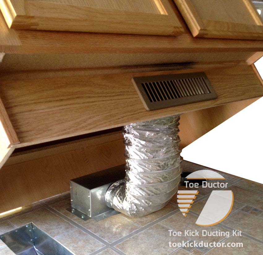 Toe Ductor heat vent installed under cabinet